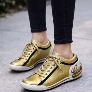 Gucci Gold and Black Women's Sneakers
